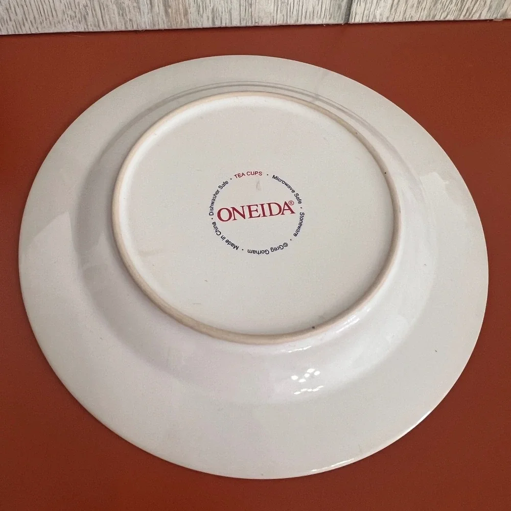 Oneida‎ Greg Gorham Peppermint Tea Merchant Tea Co Stoneware Plate 8.25